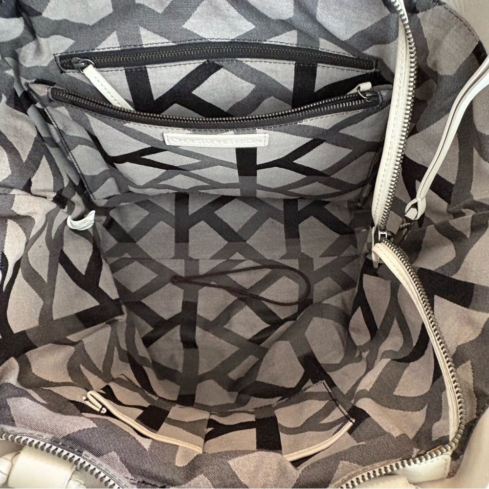 Christopher Kon Woven Leather White Tote Bag - Picture 15 of 15